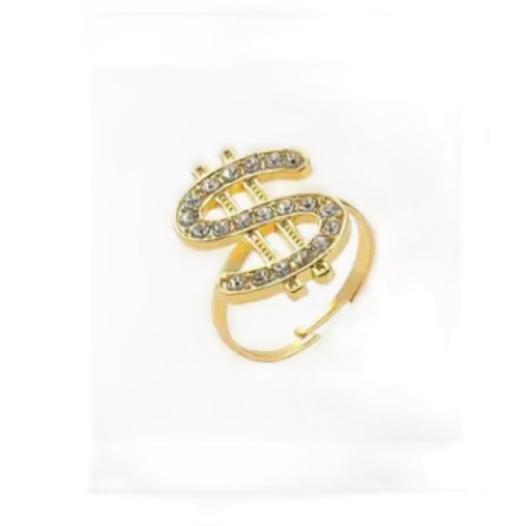4/$20!!!   Gold and Rhinestone Dollar Sign Adjustable Ring - Picture 5 of 5